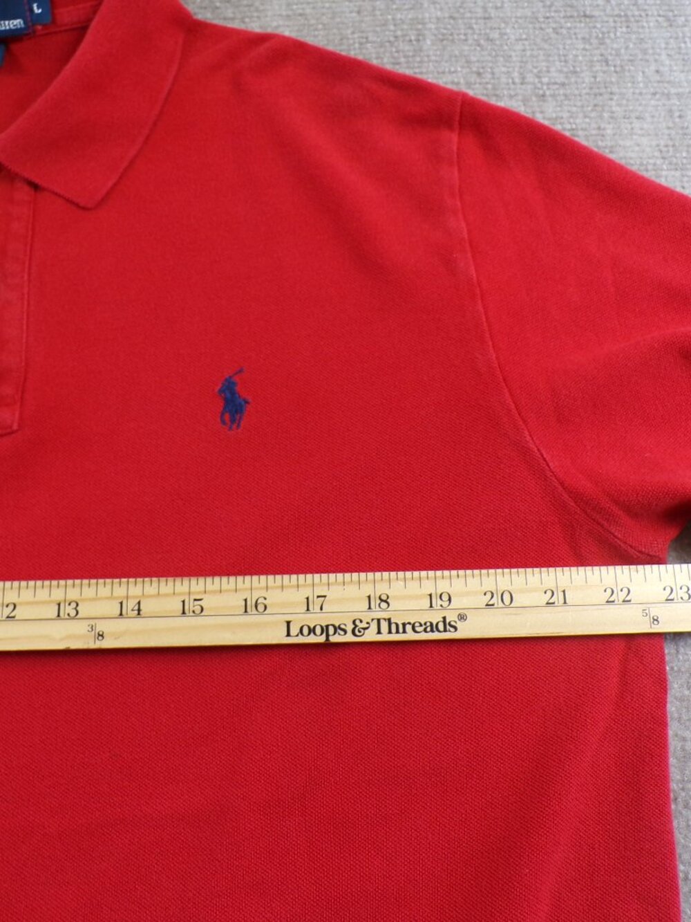 Polo Ralph Lauren Polo Shirt Mens Large Red Classic Fit Pony Logo Long Sleeve - Picture 4 of 8